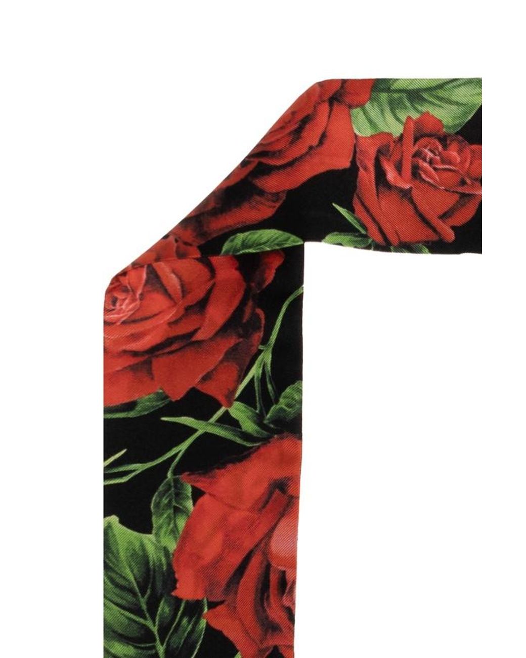 Dolce & Gabbana White Rose-Print Silk Twill Bandeau