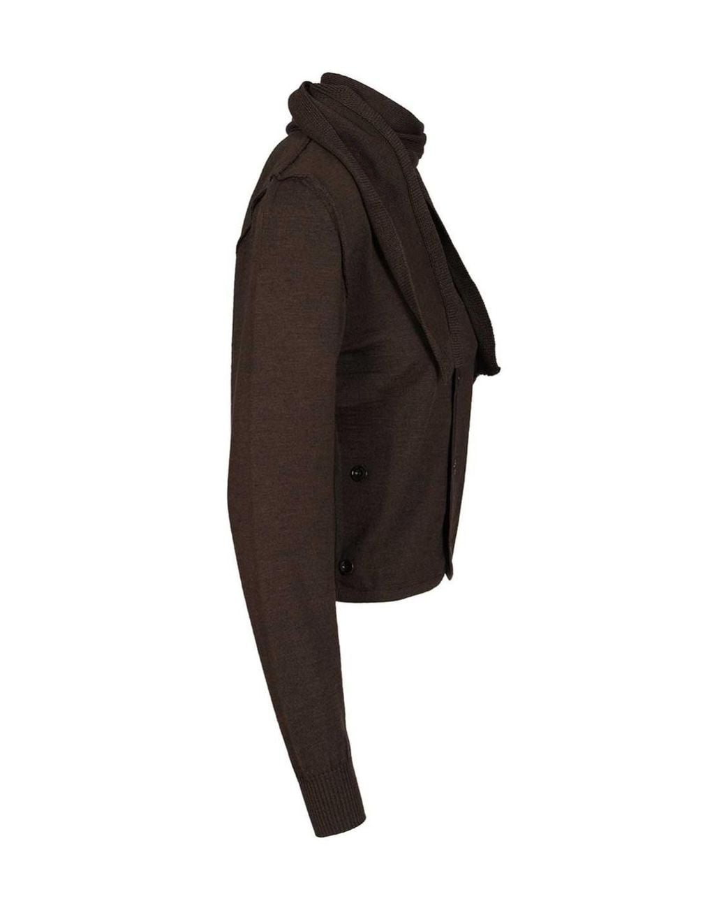 Lemaire Black Scarf Detailed Buttoned Knitted Cardigan