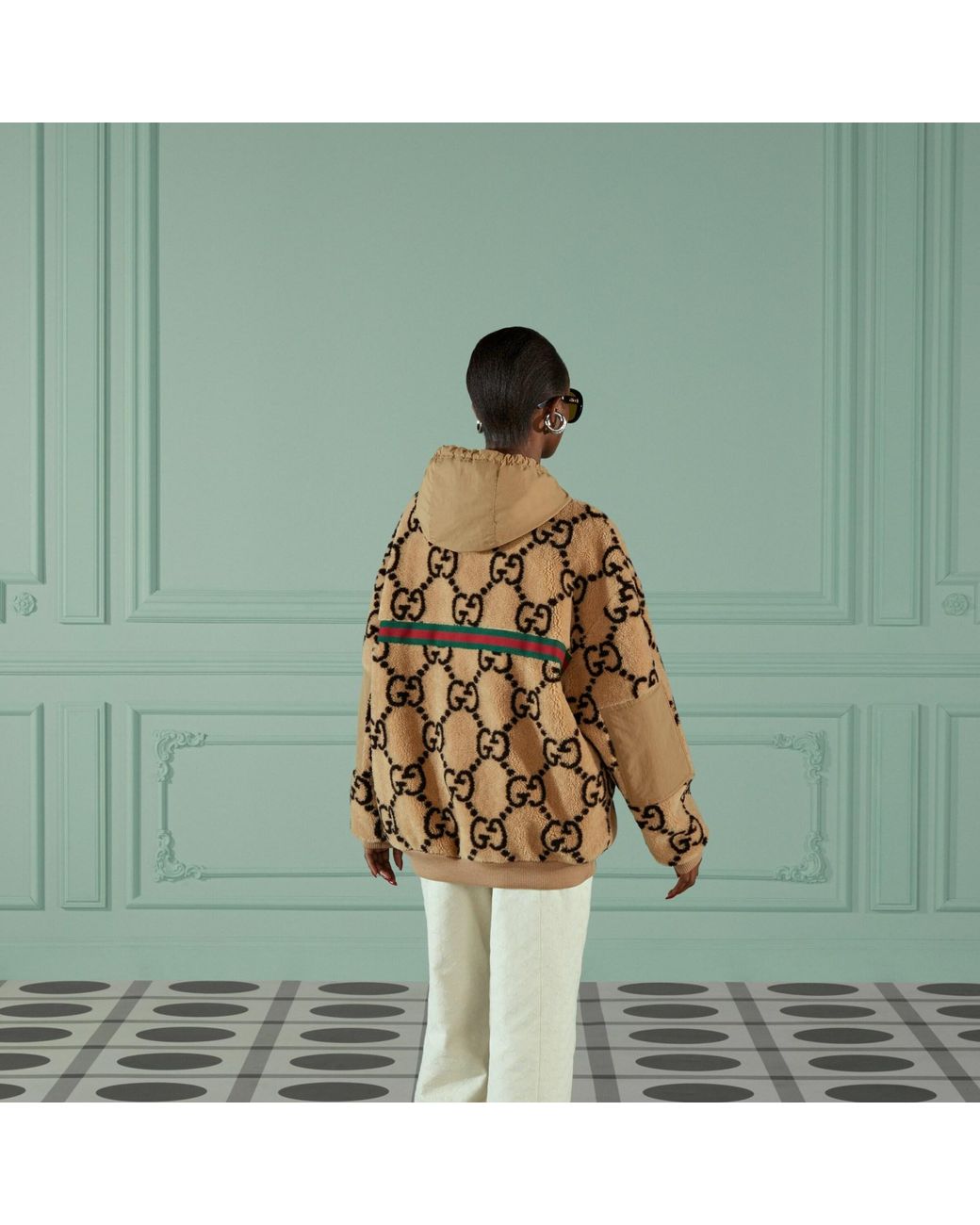 Gucci Natural Neutral Maxi Gg Wool Jersey Hoodie