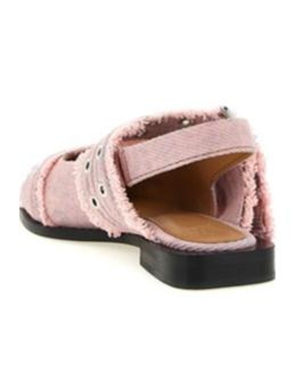 Ganni Pink Fringed Buckle Flat Mules