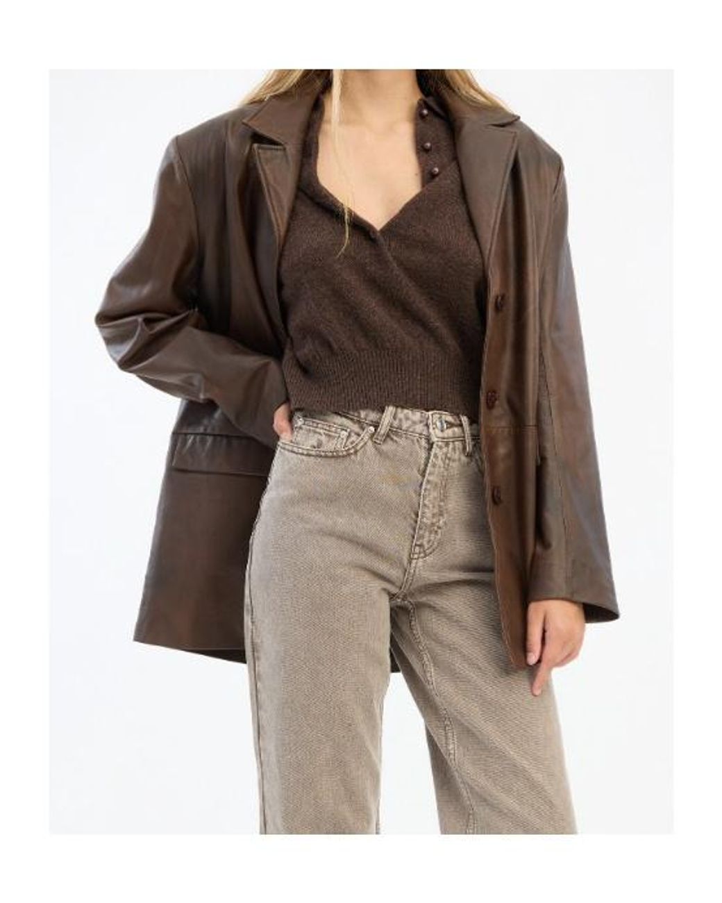 ROTATE BIRGER CHRISTENSEN Brown Single-Breasted Blazer