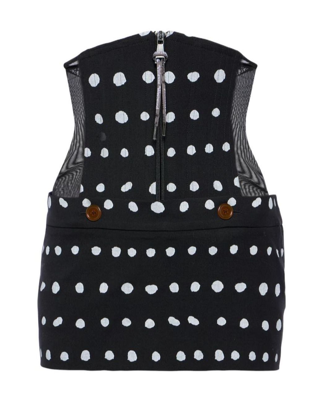 Vivienne Westwood Black Foam Polka-Dot Virgin Wool Miniskirt