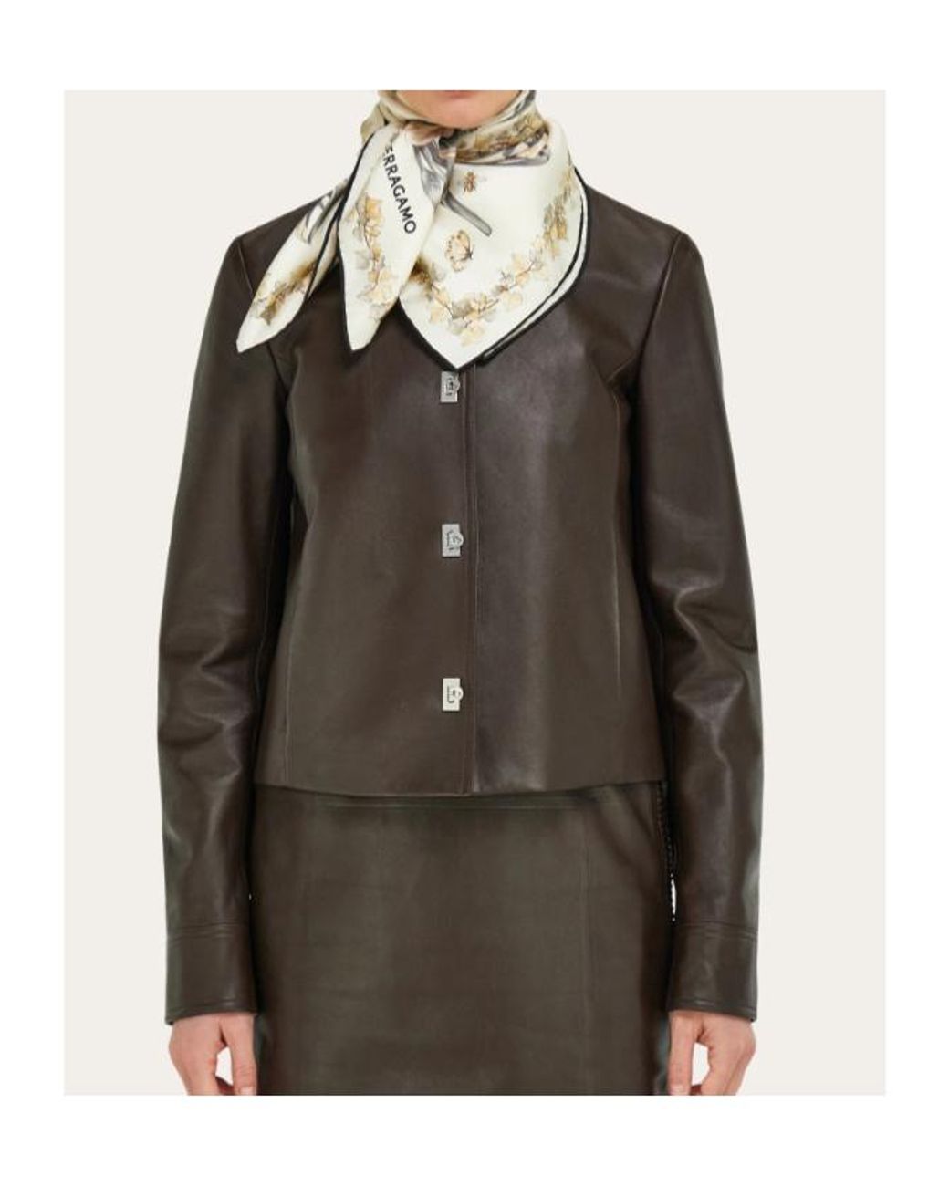 Ferragamo White Printed Silk Scarf