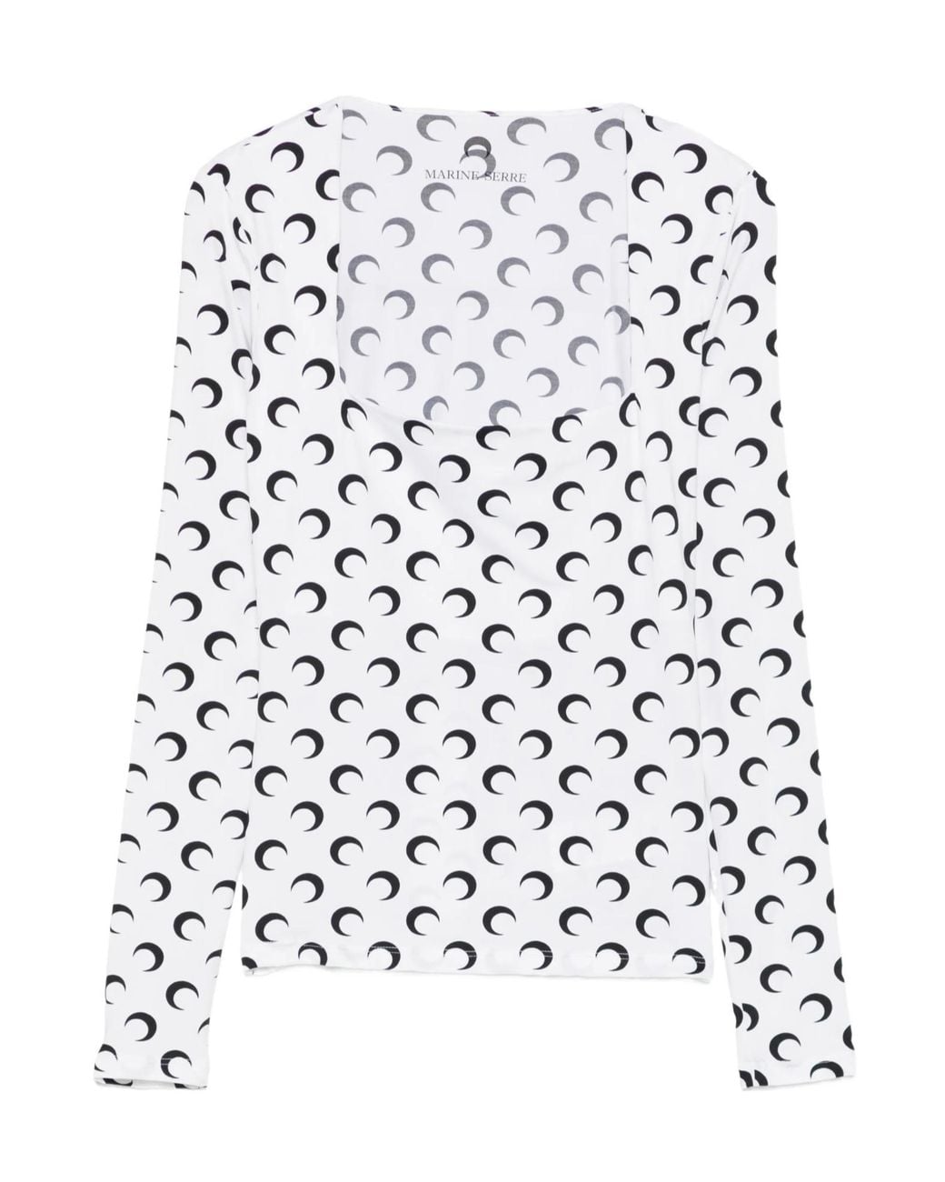 MARINE SERRE White Moon Printed Jersey Square-Neck Top