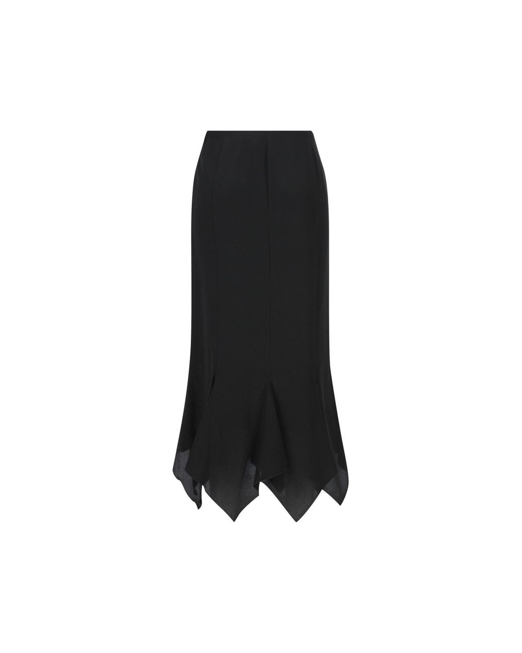 Valentino Black Pleat Detailed Asymmetric-Hem Skirt