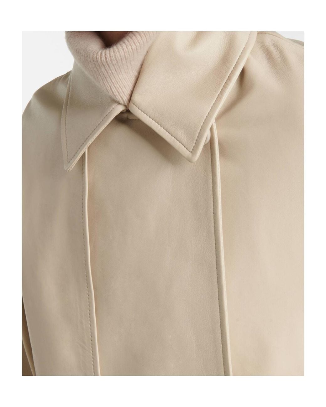 Joseph Natural Long-Sleeved Cropped Leather Jacket
