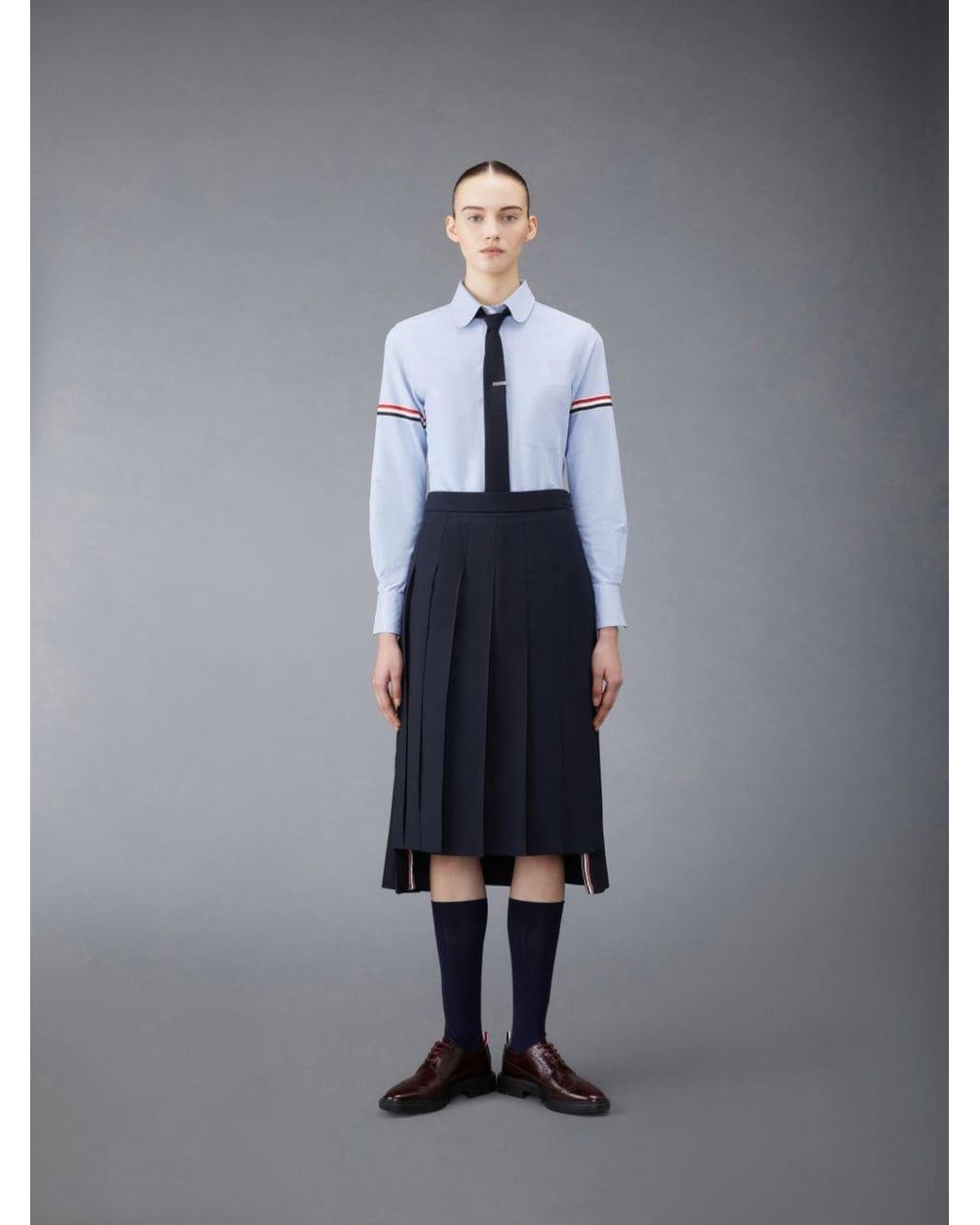 Thom Browne Blue Grosgrain-Arm Oxford Shirt