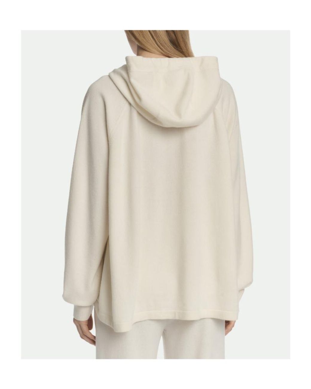 Malo White Cashmere V-Neck Hoodie
