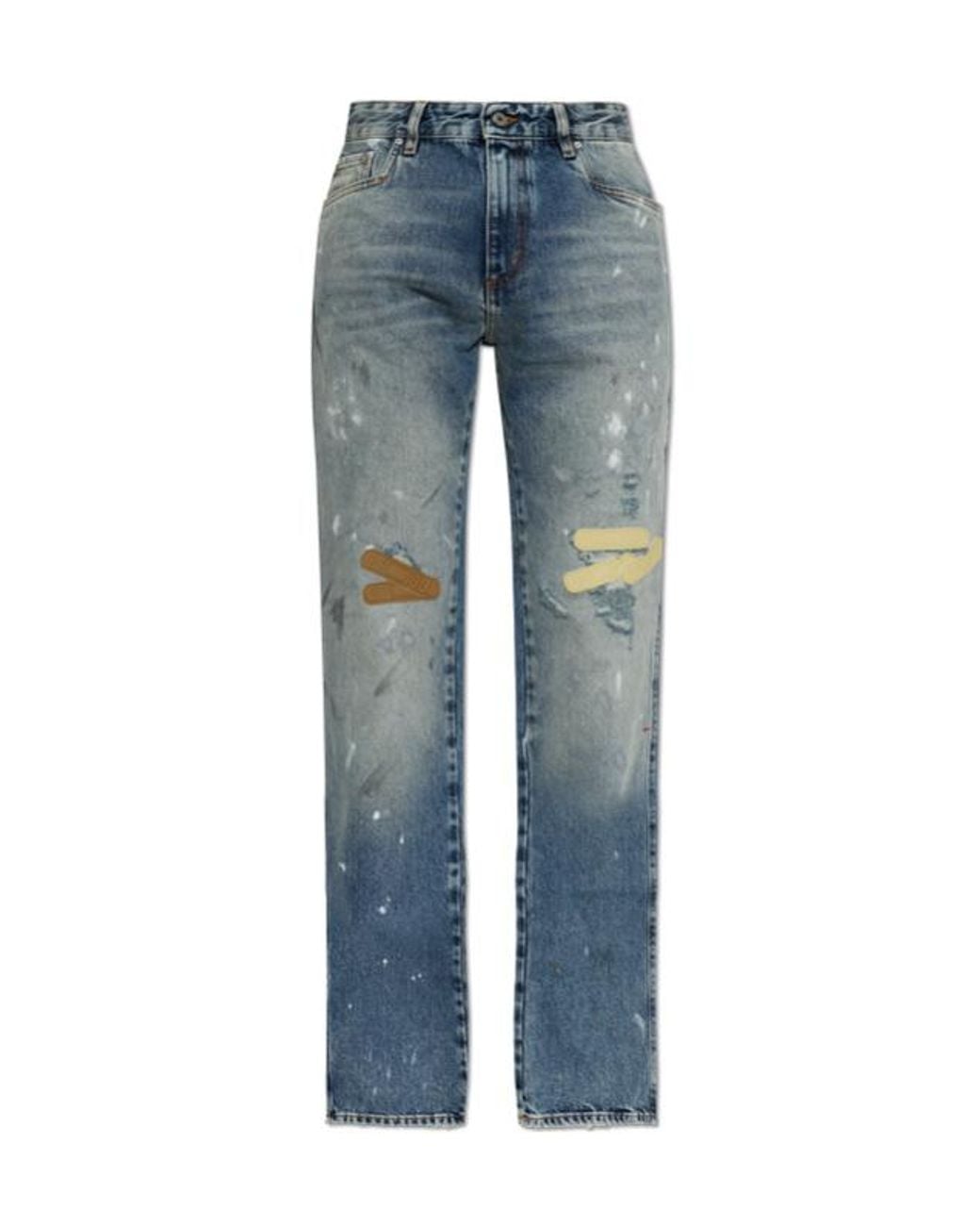 PDF CHANNEL Blue Pdf Nico Distressed Straight-Leg Jeans for men