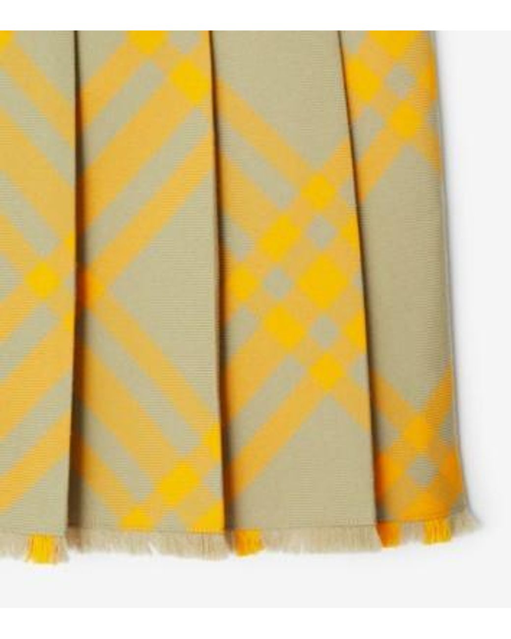 Burberry Yellow Check A-Line Kilt Skirt