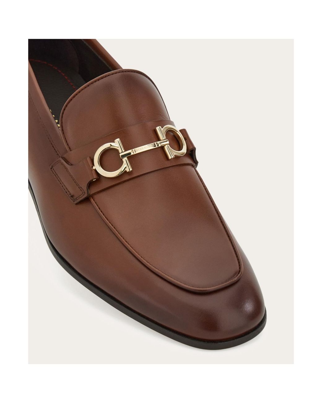 Ferragamo Brown Ferragamo Gancini Ornament Moccasin Loafers for men