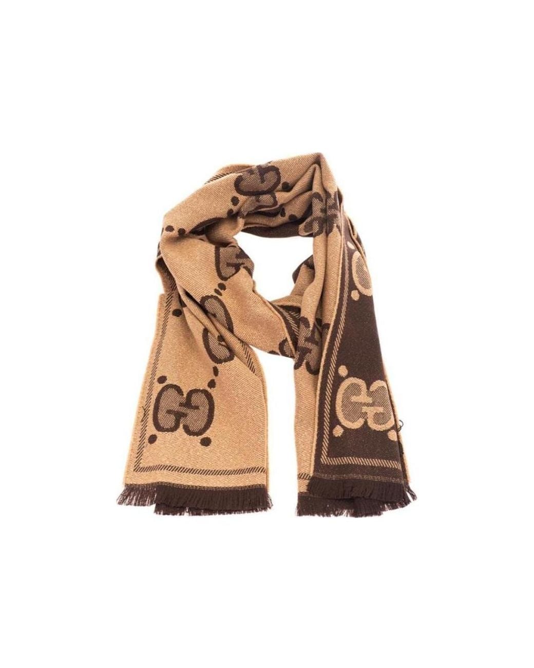 Gucci Brown Gg Jacquard Scarf