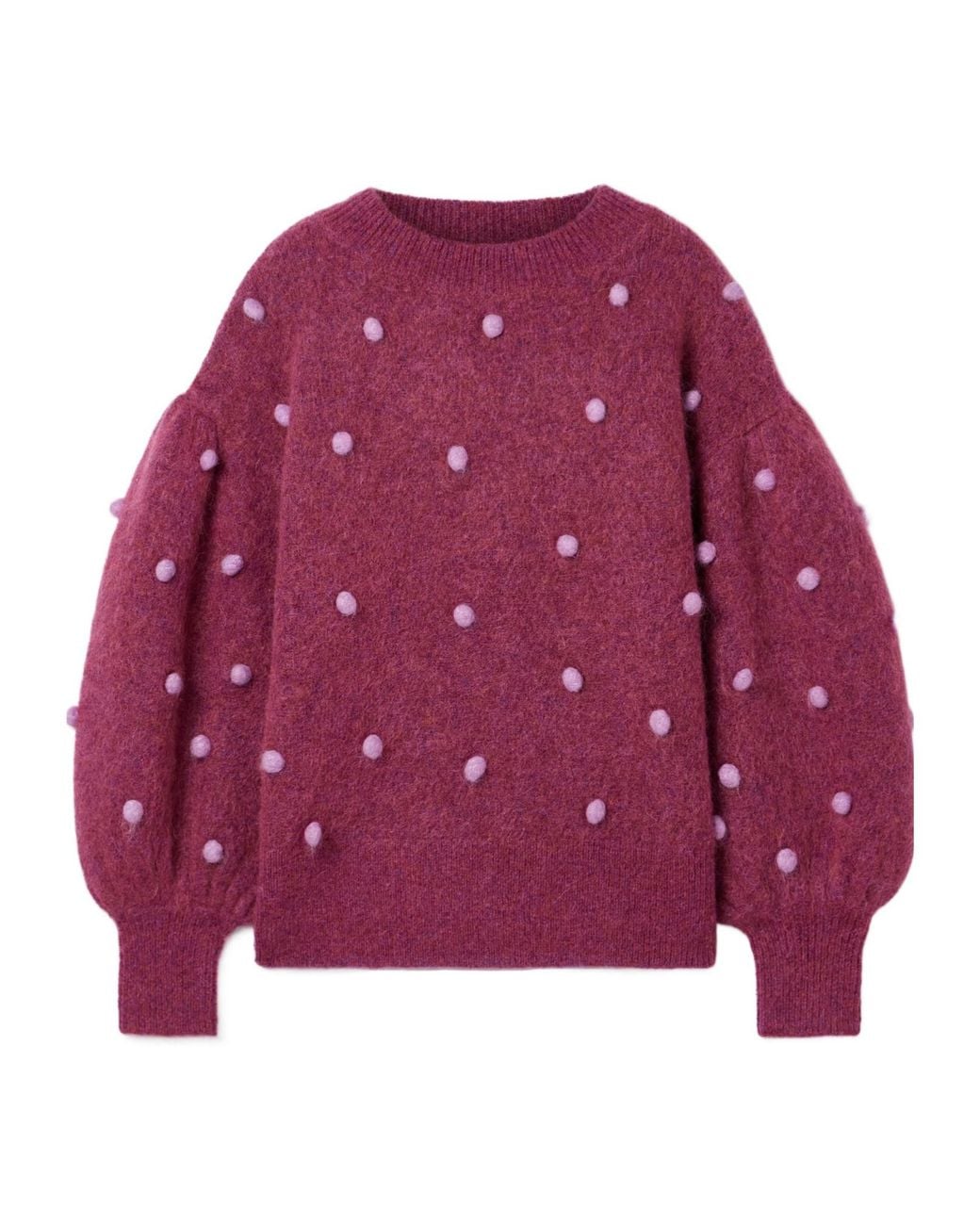 ALÉMAIS Purple Pompomembellished Knitted Sweater