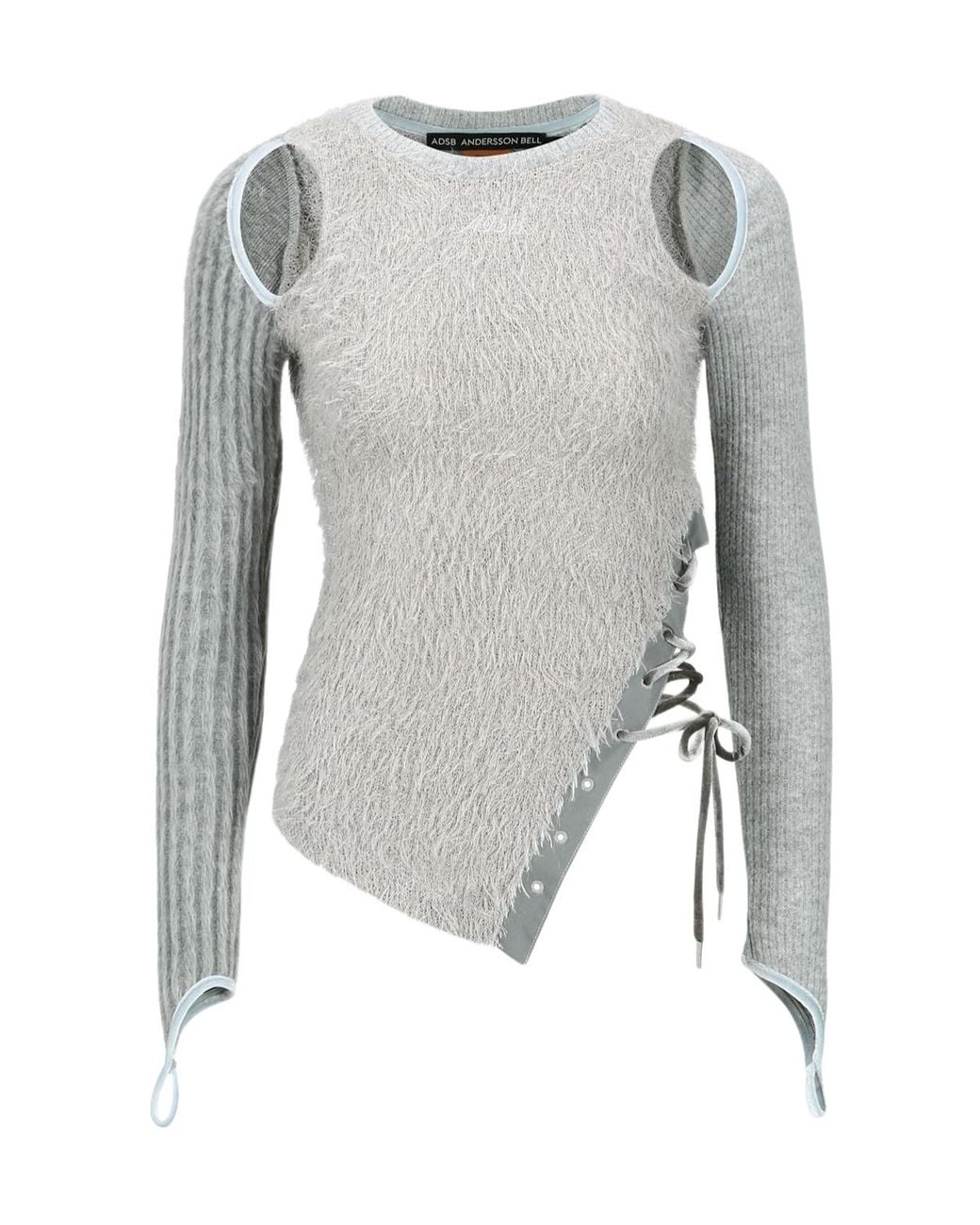 ANDERSSON BELL Gray Hairy Cutout Sweater