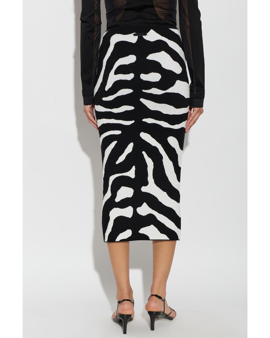 Moschino Black Printed Stretch Skirt