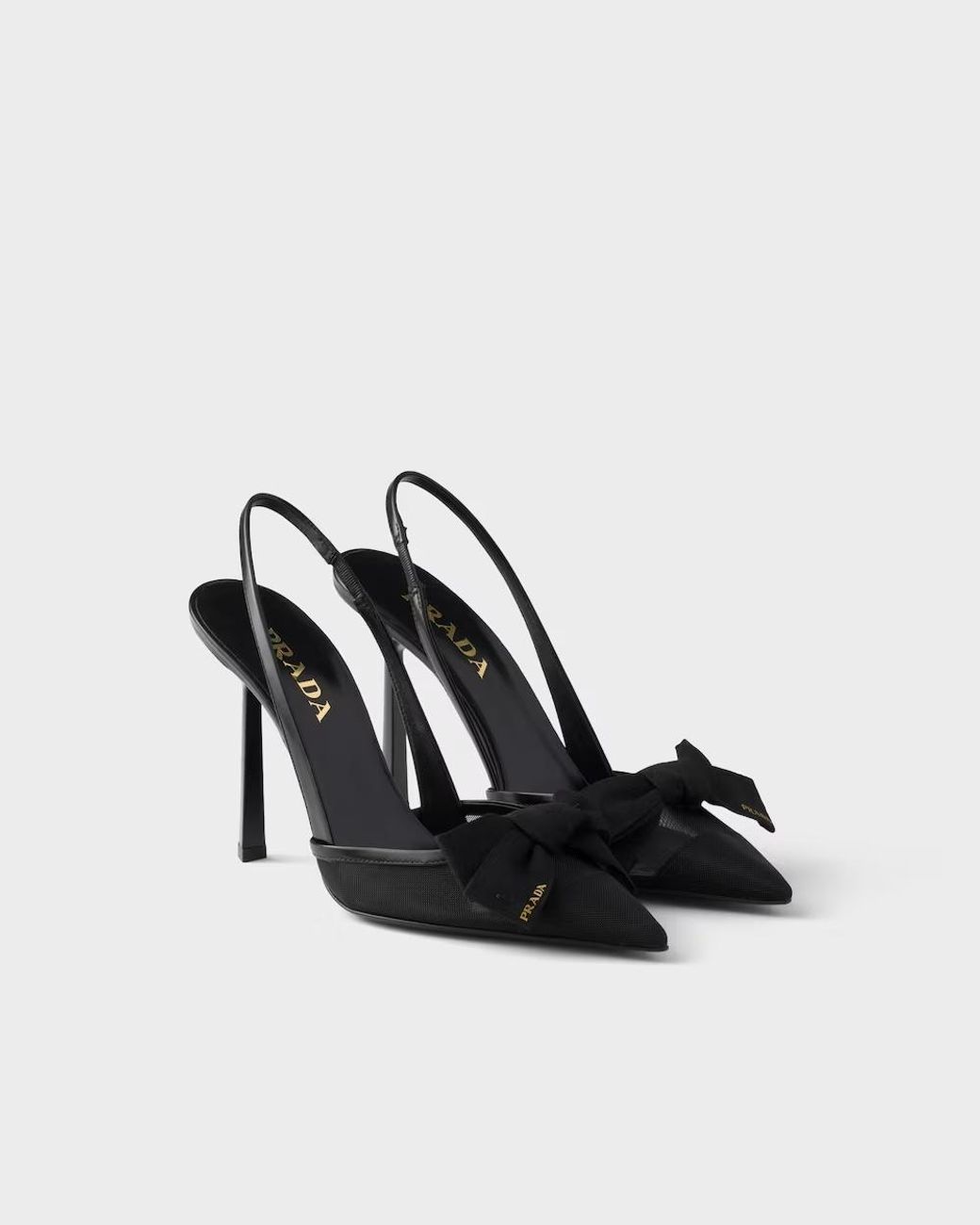 Prada Black Mesh Fabric Slingback Pumps