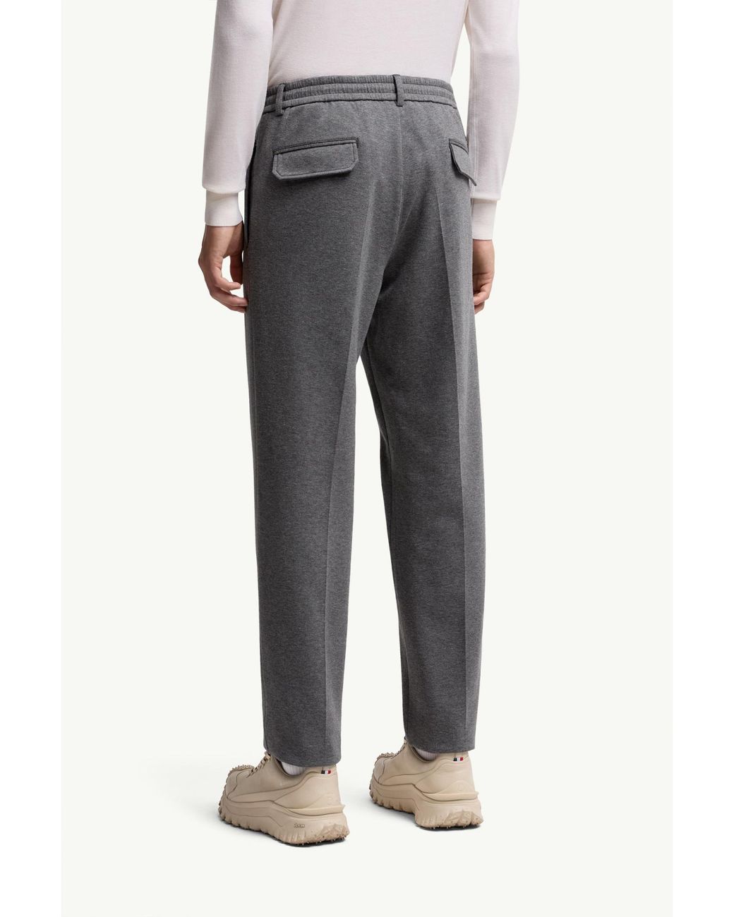 Moncler Gray Cotton Blend Tailored Pants for men