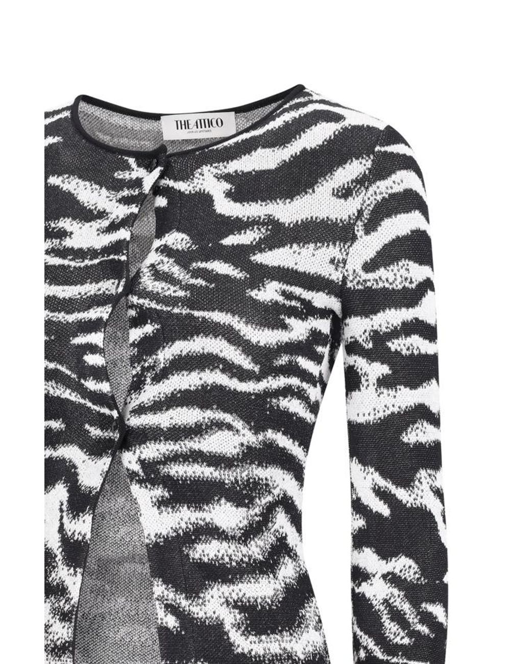 The Attico Black The Animal Pattern Fitted Cardigan