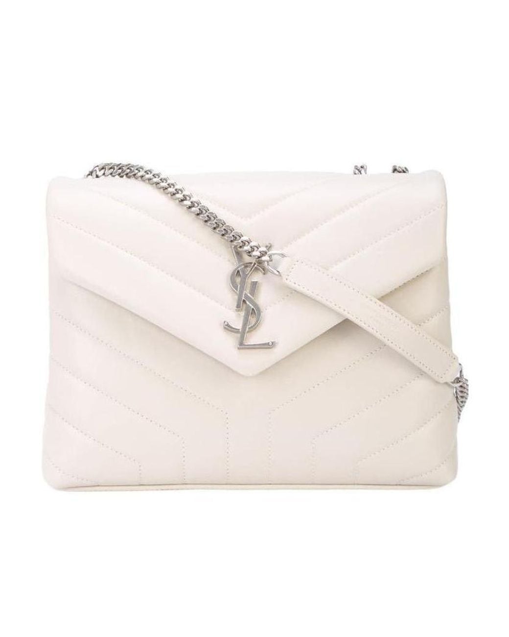 Saint Laurent Natural Loulou Matelassé Small Shoulder Bag
