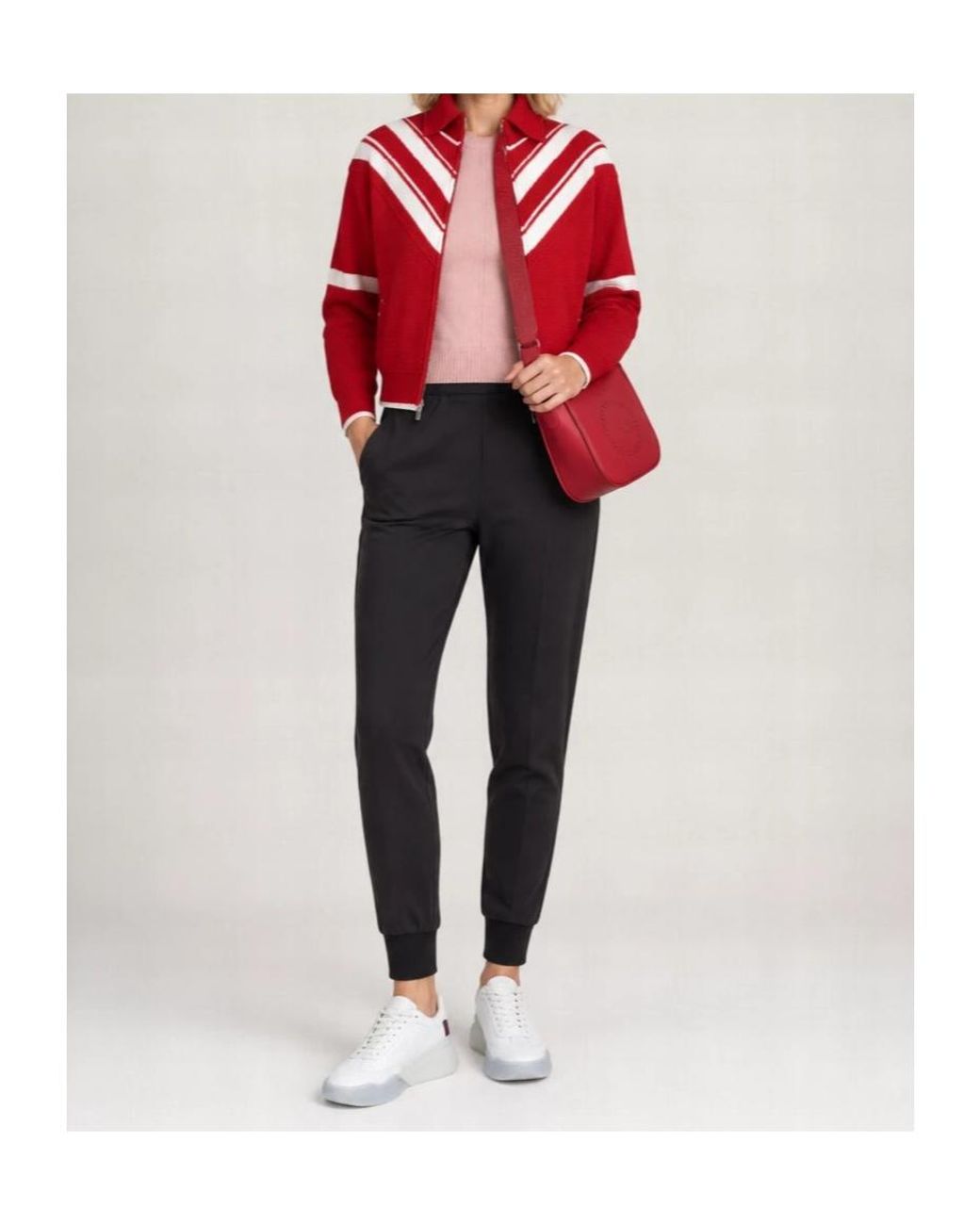 Stella McCartney Red High-Neck Zipped Knitted Jacket