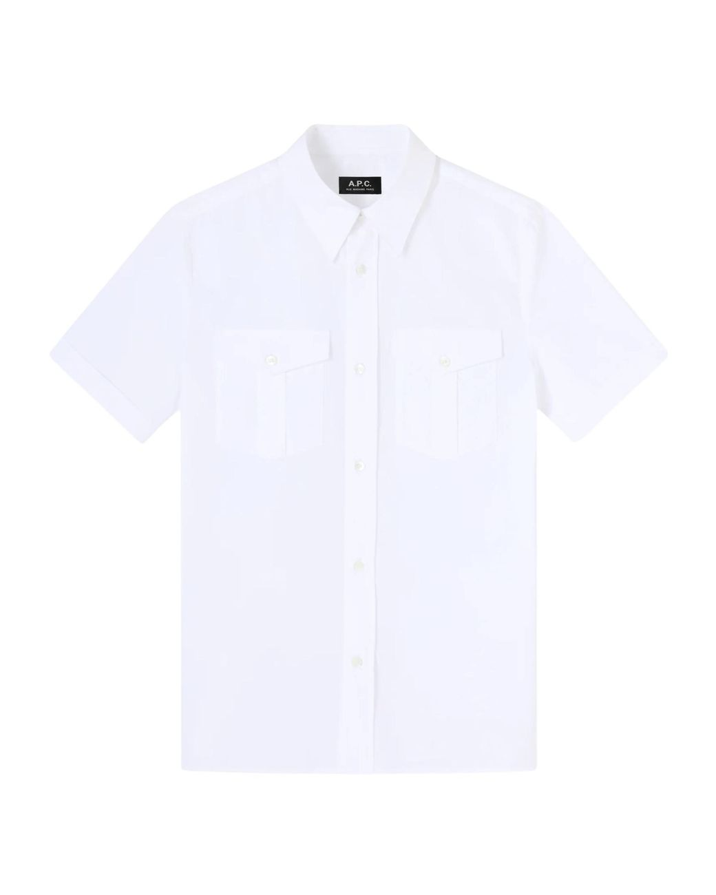 A.P.C. White Flap-Pocket Short-Sleeve Shirt