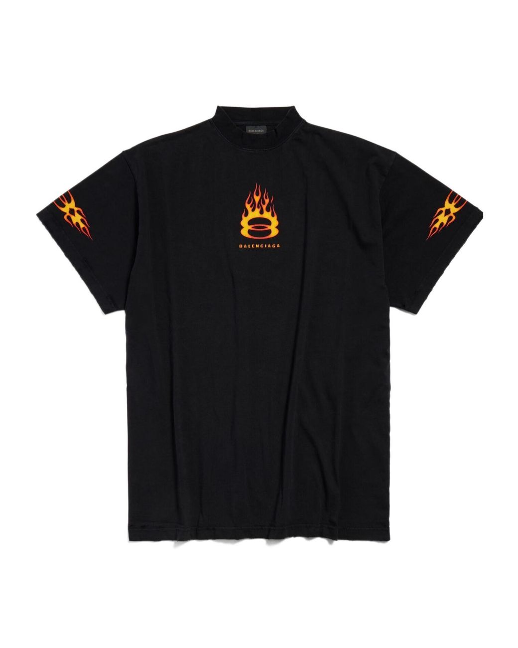 Balenciaga Black Flame Logo Oversized T-Shirt for men