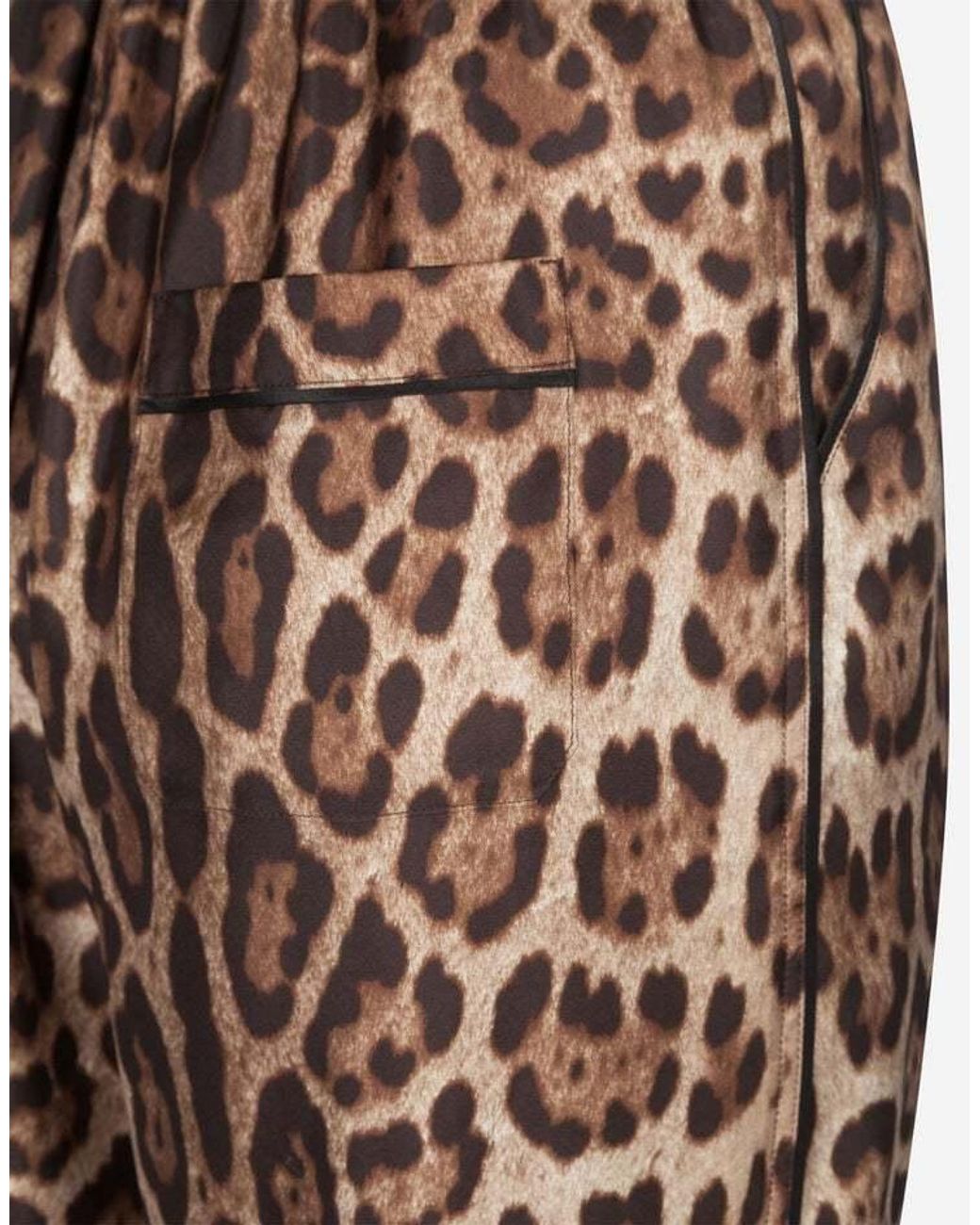 Dolce & Gabbana Brown Leopard-Printed Long-Sleeved Pajama Jumpsuit
