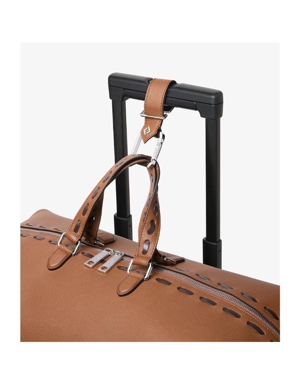 Fendi Brown Lui Topstitch Detail Duffle Bag for men