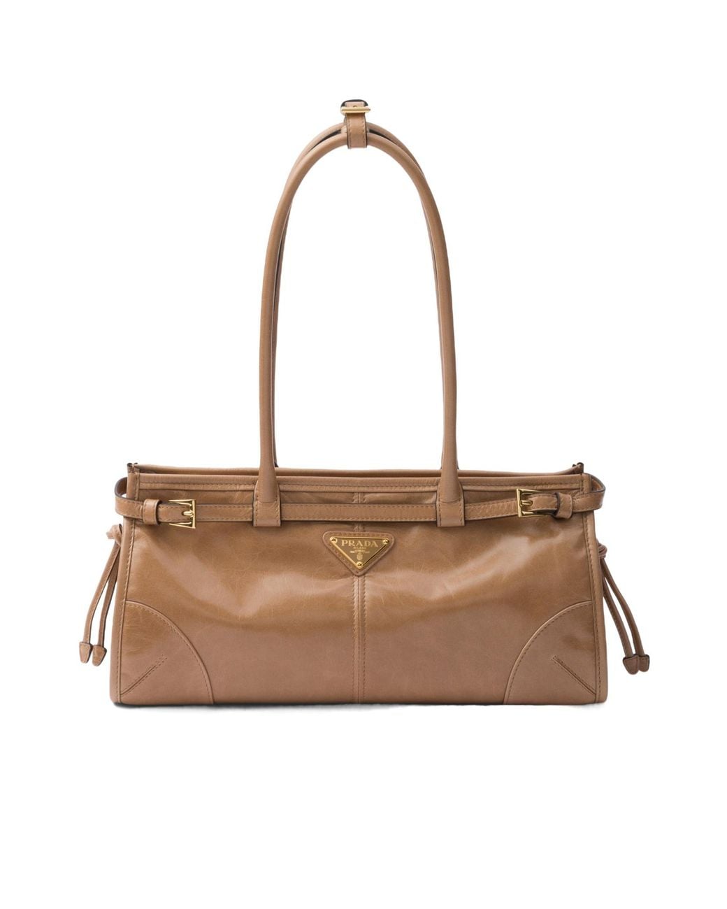 Prada Natural Triangle-Logo Tote Bag