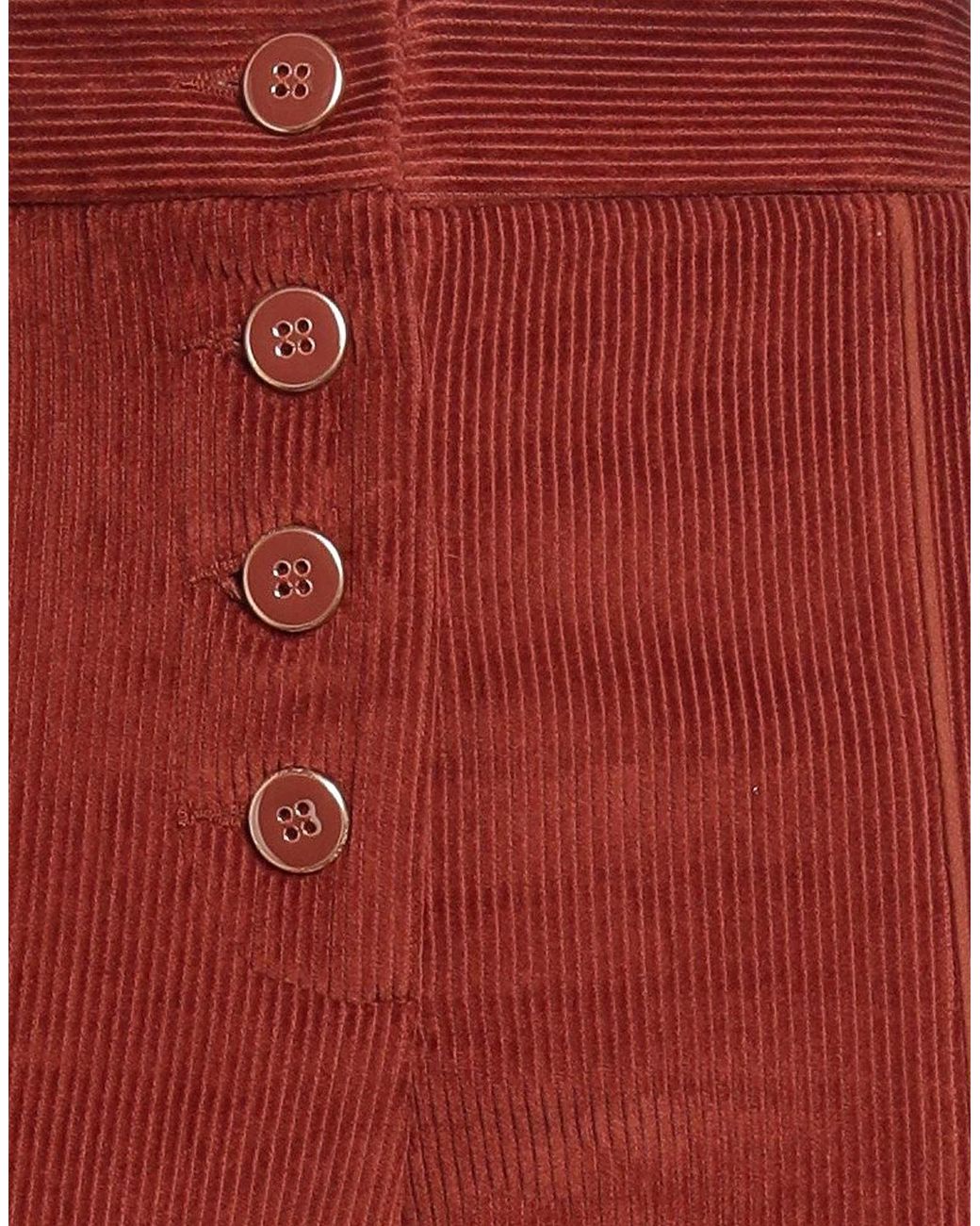 Farm Rio Red Button-Up Casual Pants
