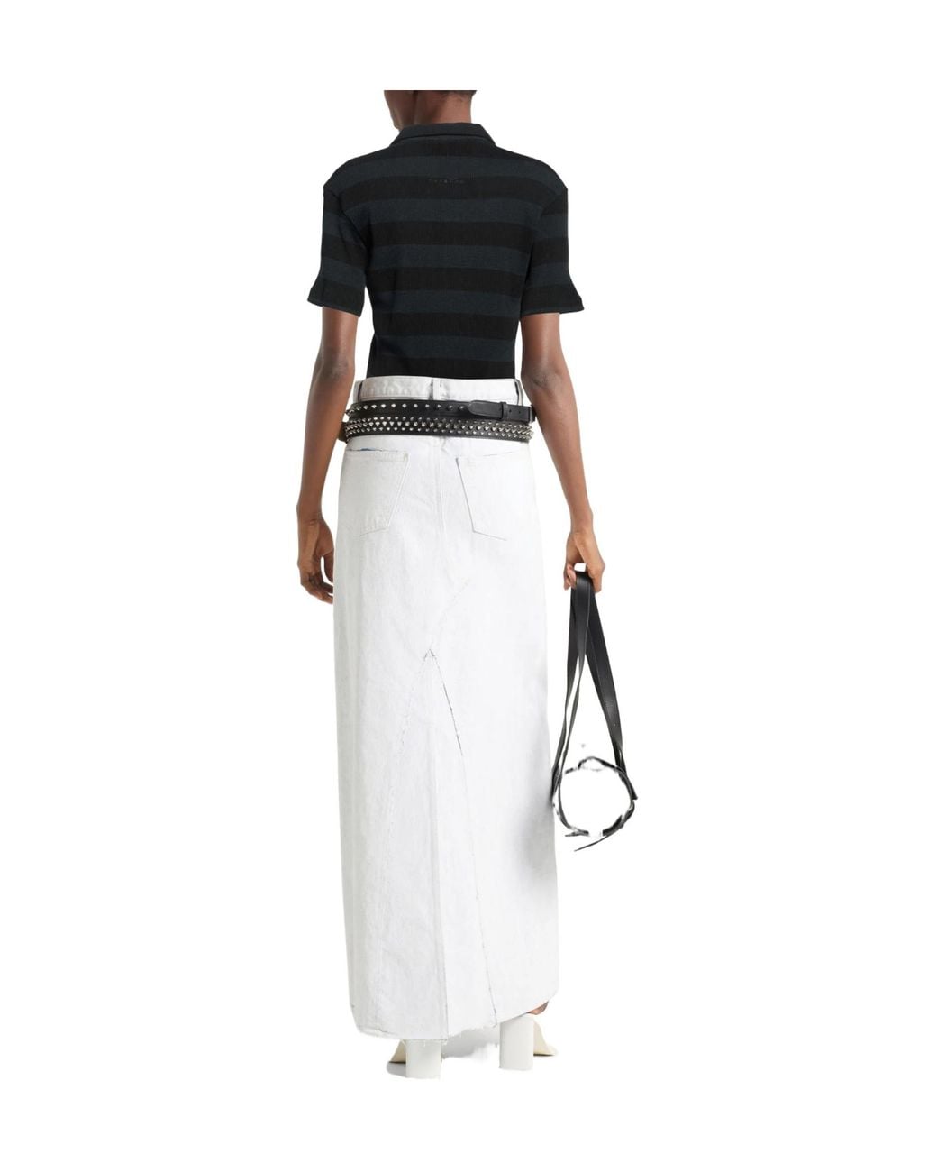 MM6 by Maison Margiela Black Striped Polo Shirts