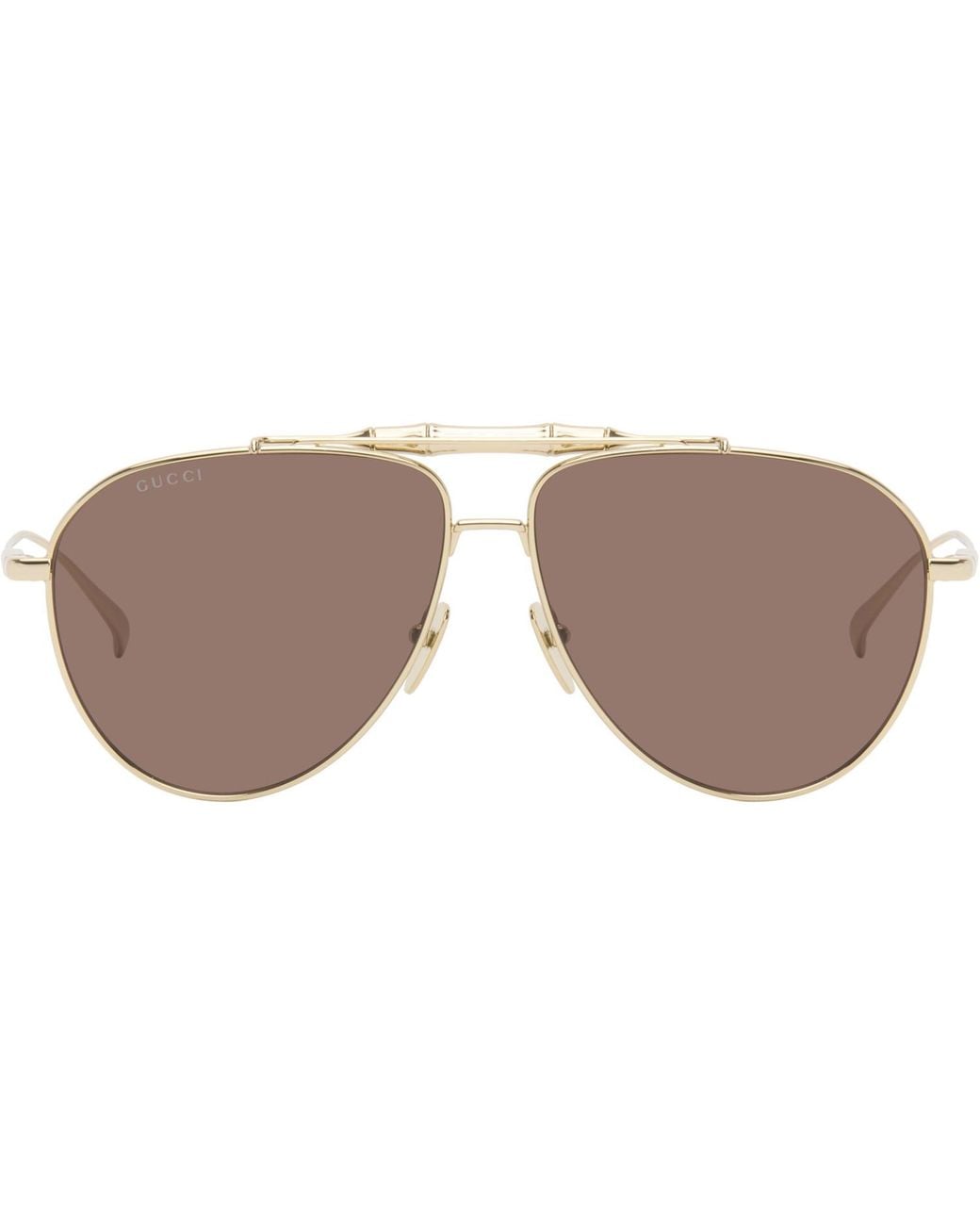 Gucci Brown Eyewear Aviator Frame Sunglasses for men