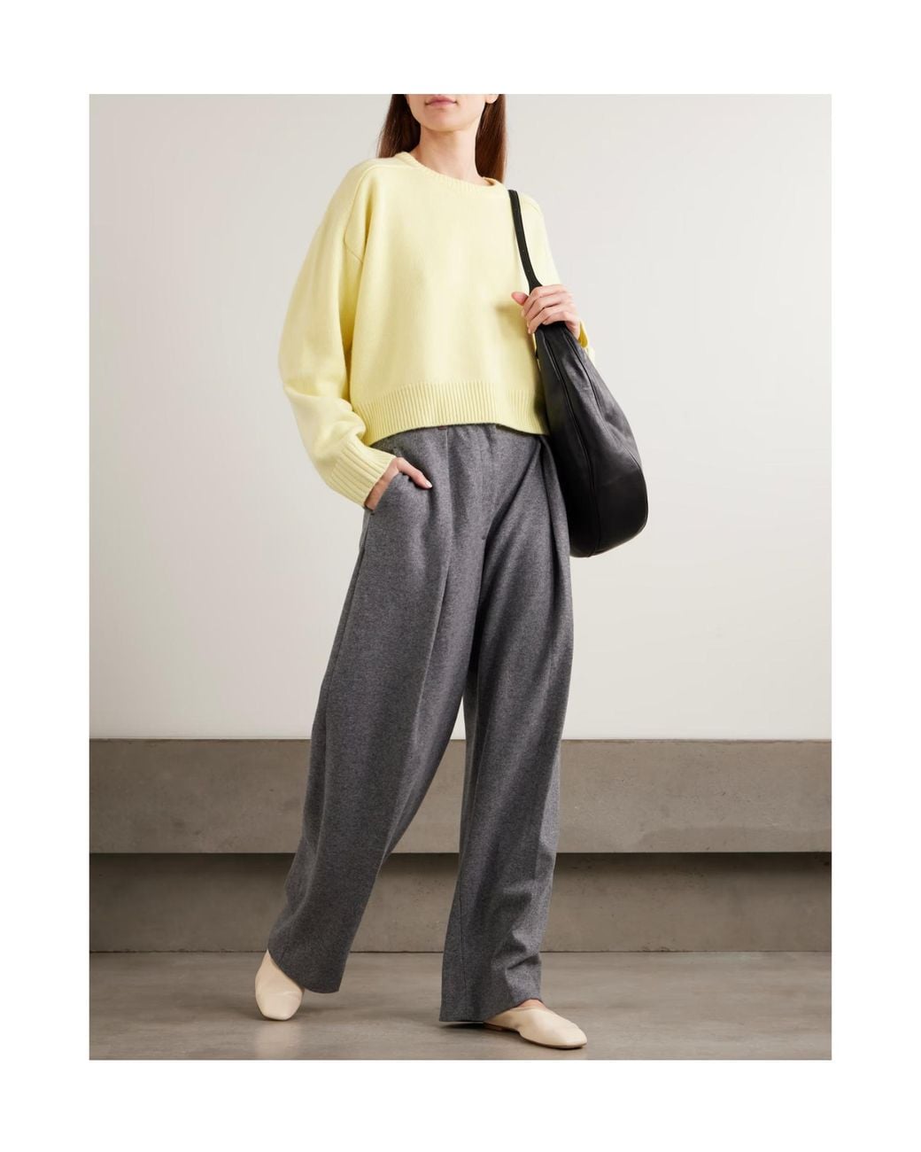 Loulou de Saison Yellow Bruzzi Cropped Wool And Cashmere-Blend Sweater