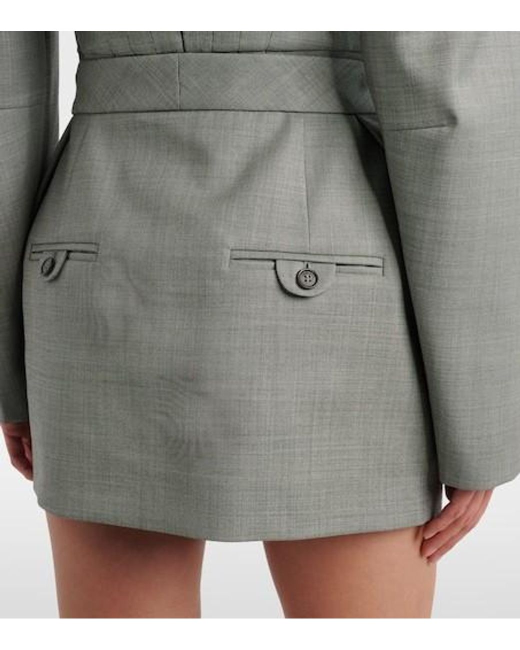 Magda Butrym Gray Pleated Wool-Blend Miniskirt