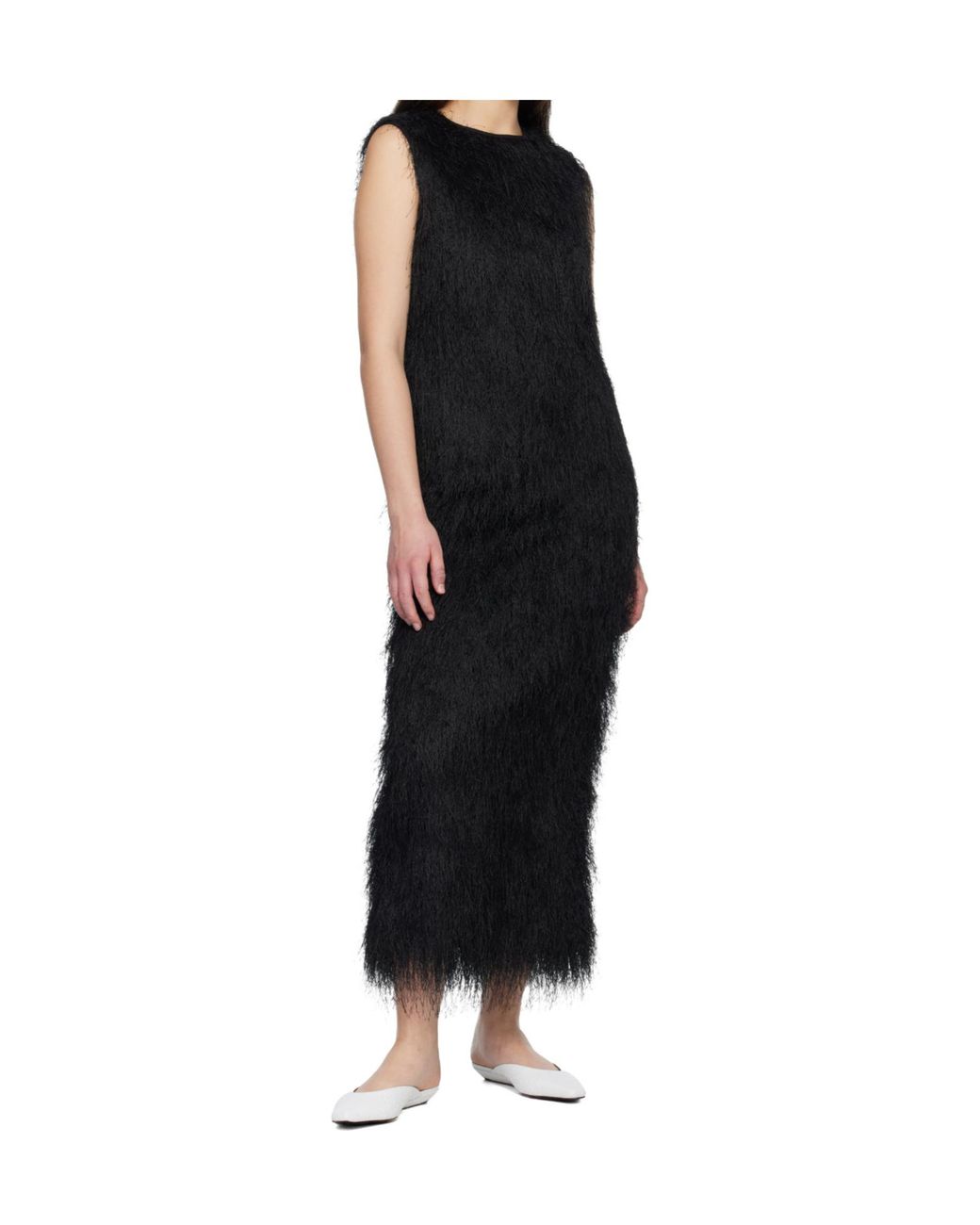 Loulou de Saison Black Shag-Knit Maxi Dress