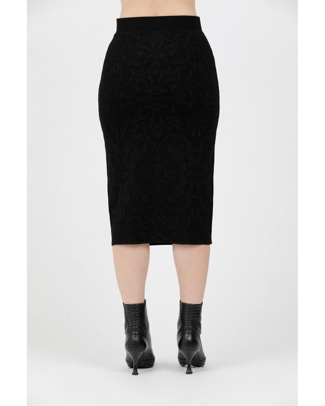 Max Mara Black Studio Adunco Straight Hem Midi Skirt