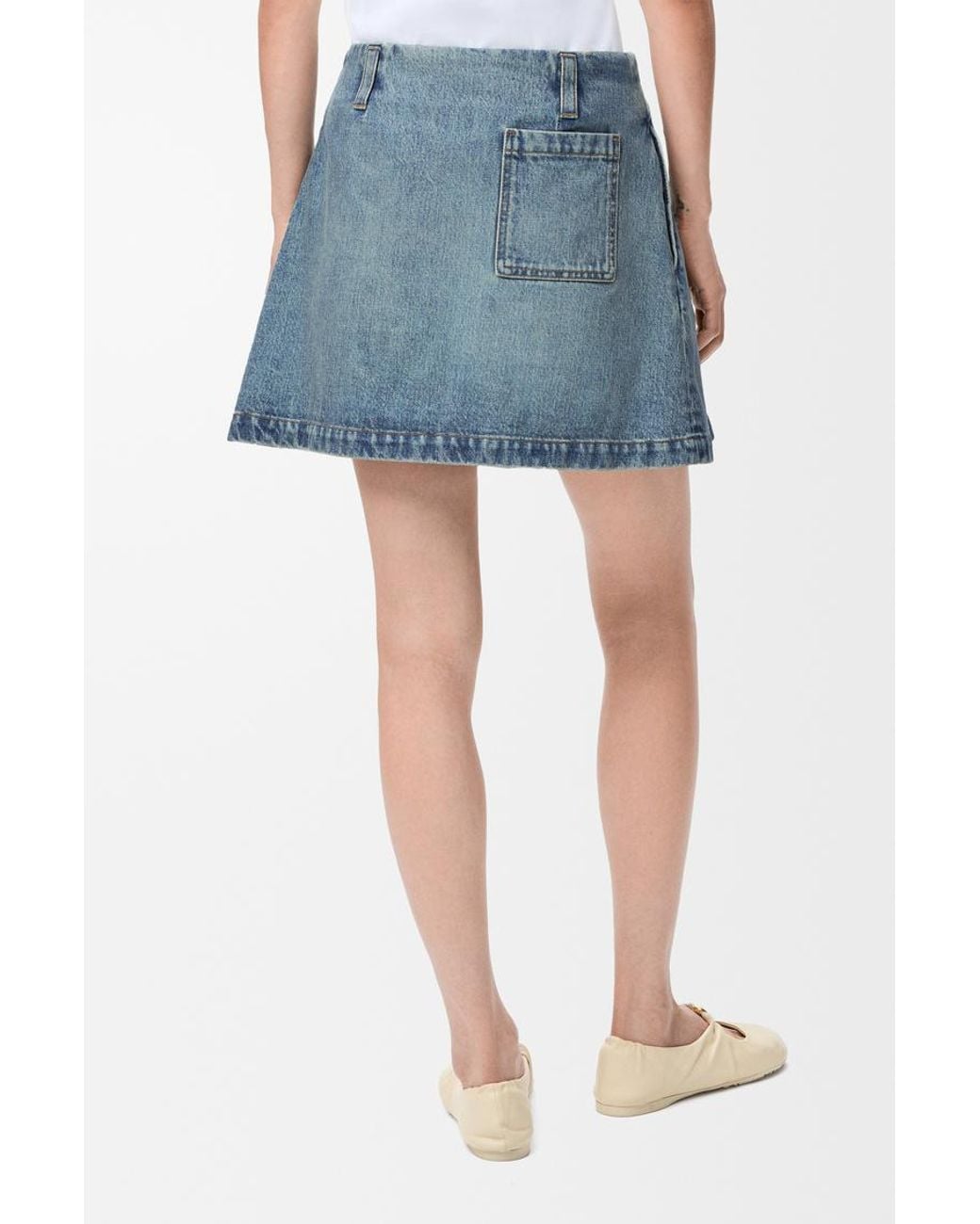 Loewe Blue Pleated Pocket Denim Skirt