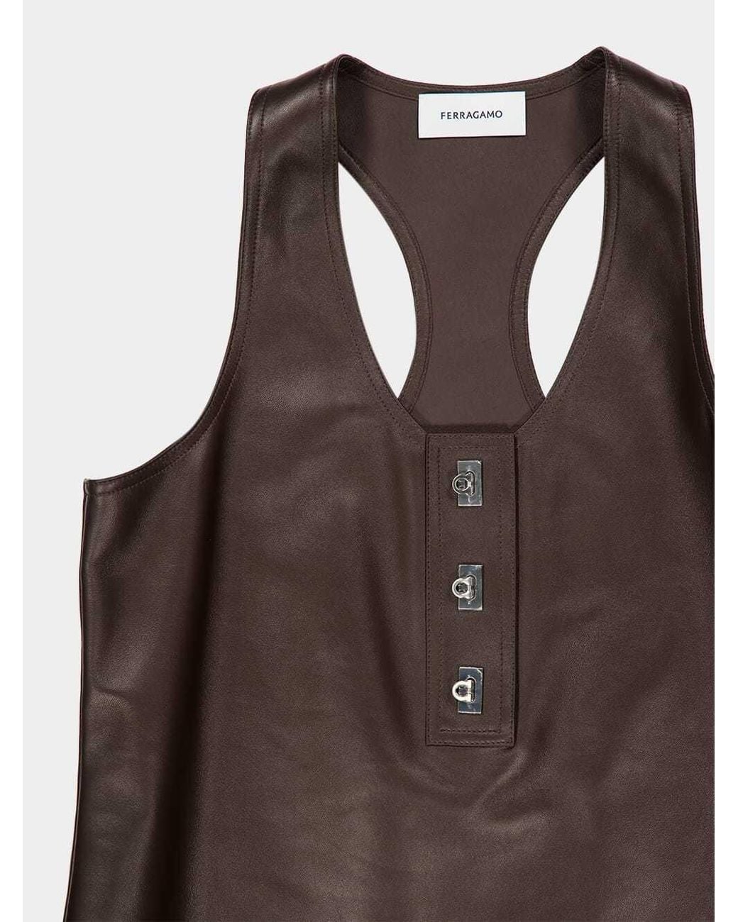 Ferragamo Black Nappa Racer Back Vest