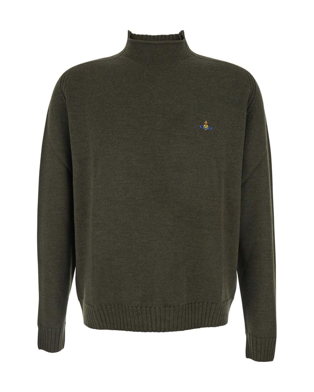 Vivienne Westwood Green Orb Embroidered Fisherman Jumper for men