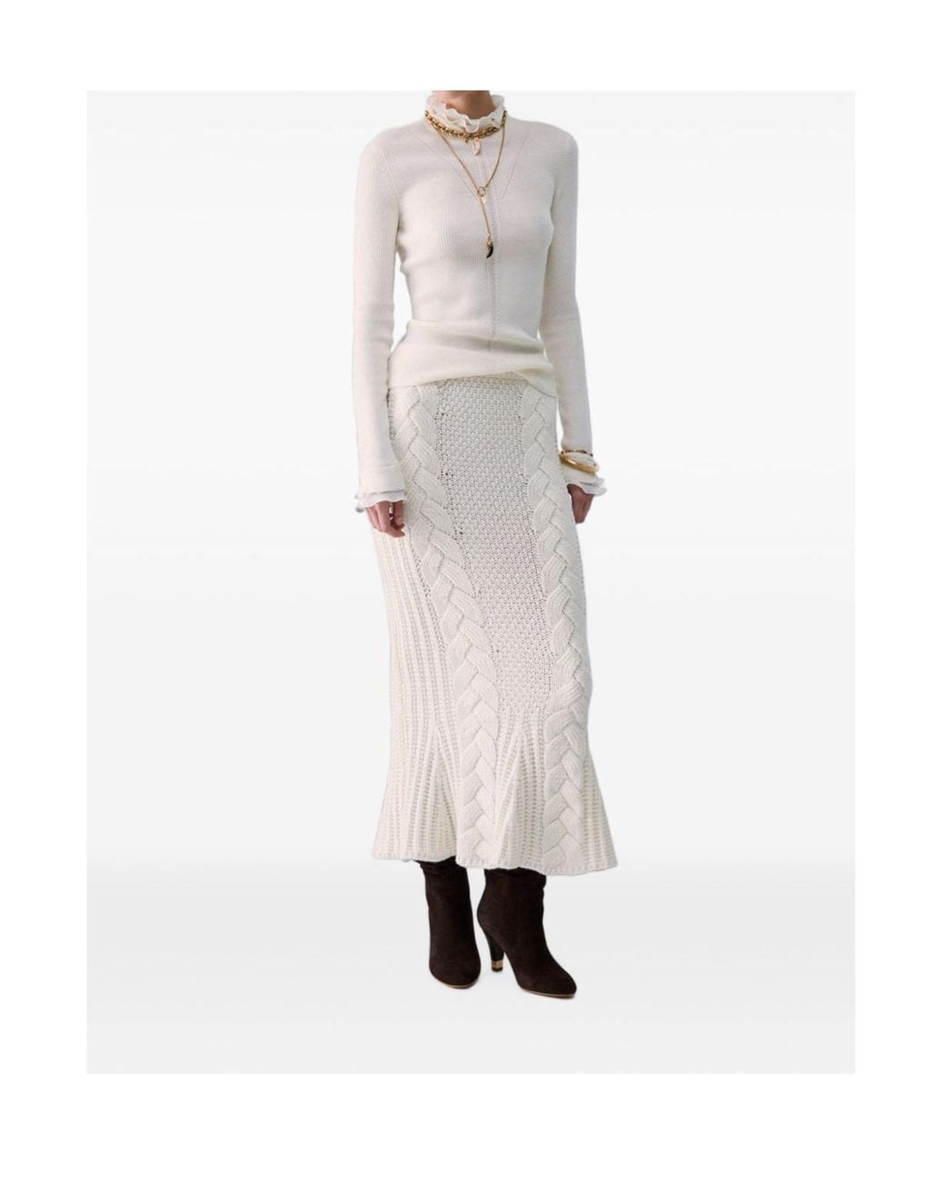 Liu Jo White Wool Turtleneck With Ruffles