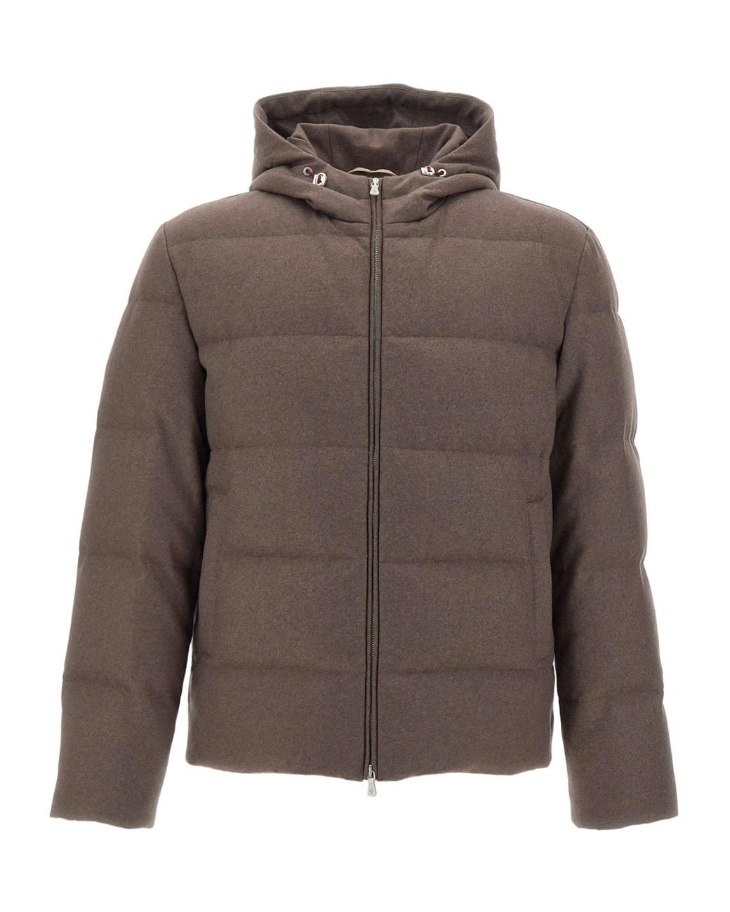 Eleventy Brown Quilted Hooded Down Jacket for men