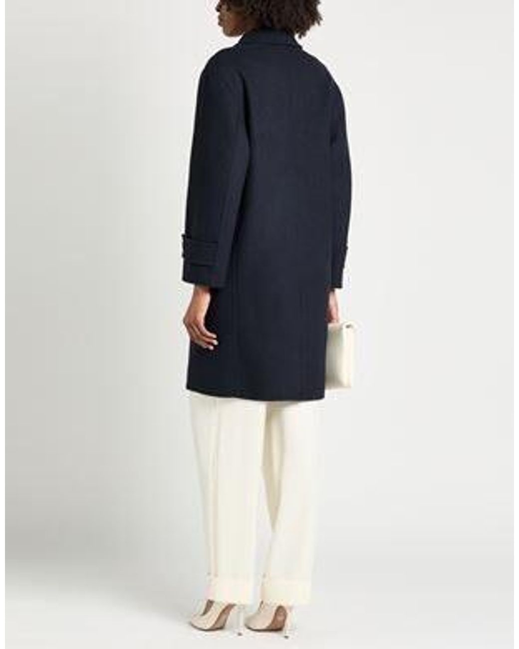 Max Mara Blue Stylish Minimalist Double-Breasted Coat