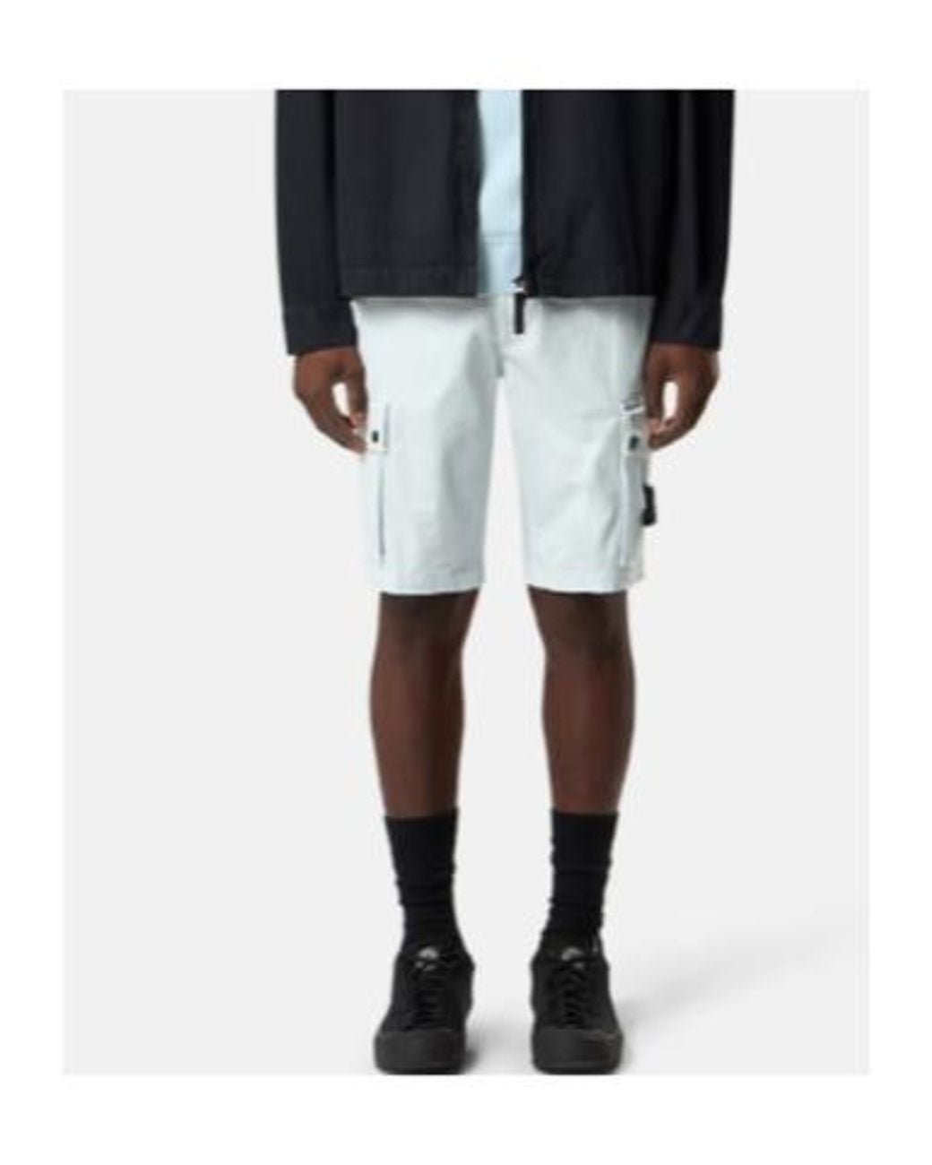 Stone Island White Cargo Bermuda Shorts for men