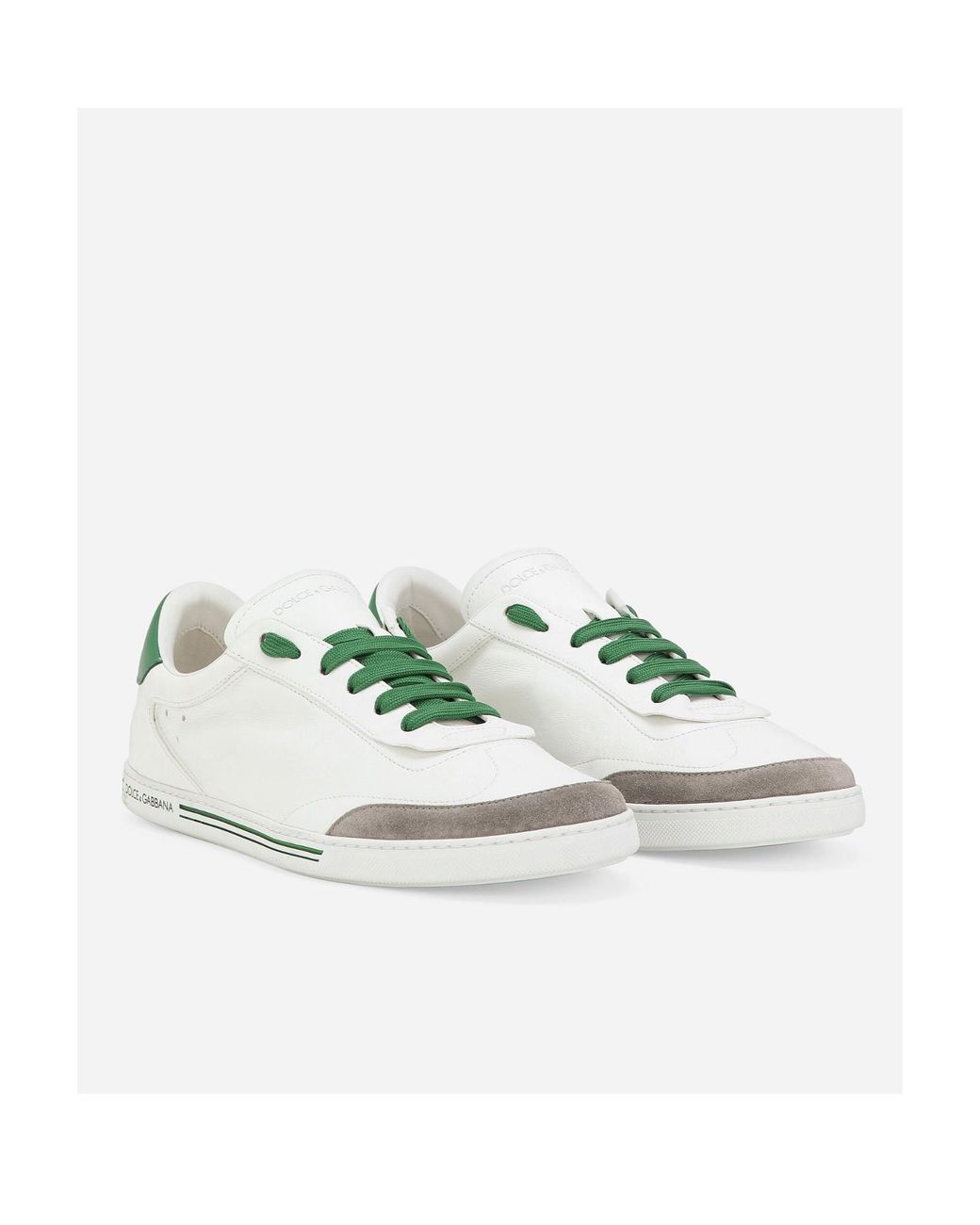 Dolce & Gabbana White Saint Tropez Calfskin Sneakers for men