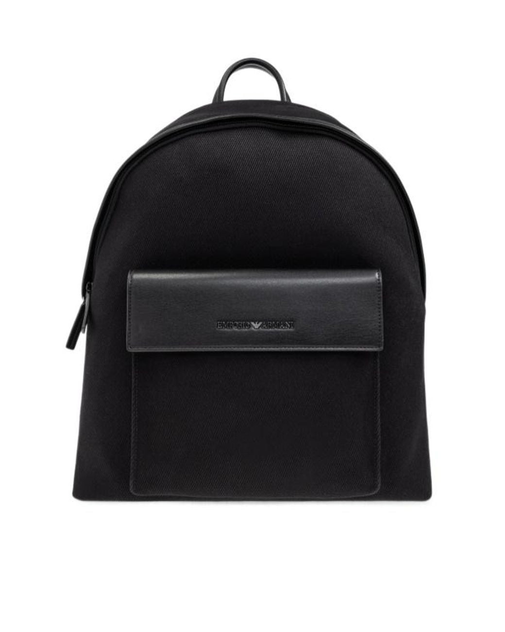 Emporio Armani Black Backpack With Logo Shaped Applique for men