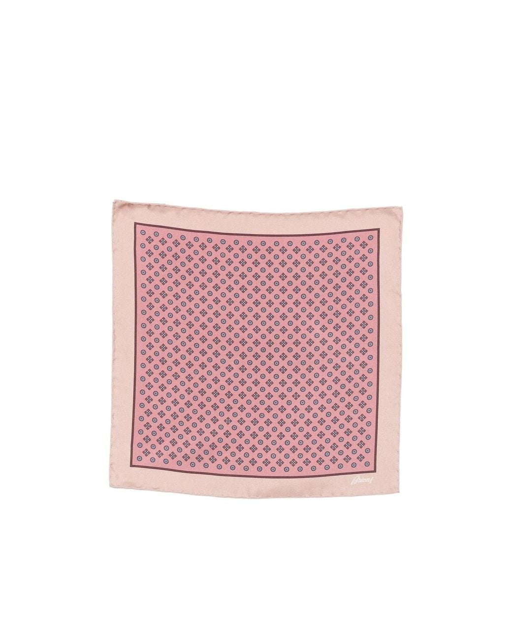 Brioni Pink Printed Pocket Square for men
