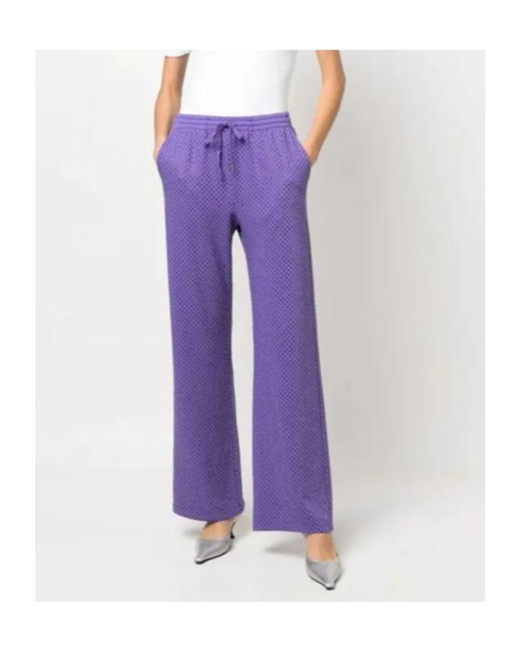 P.A.R.O.S.H. Purple Mesh-Design Cotton-Blend Trousers