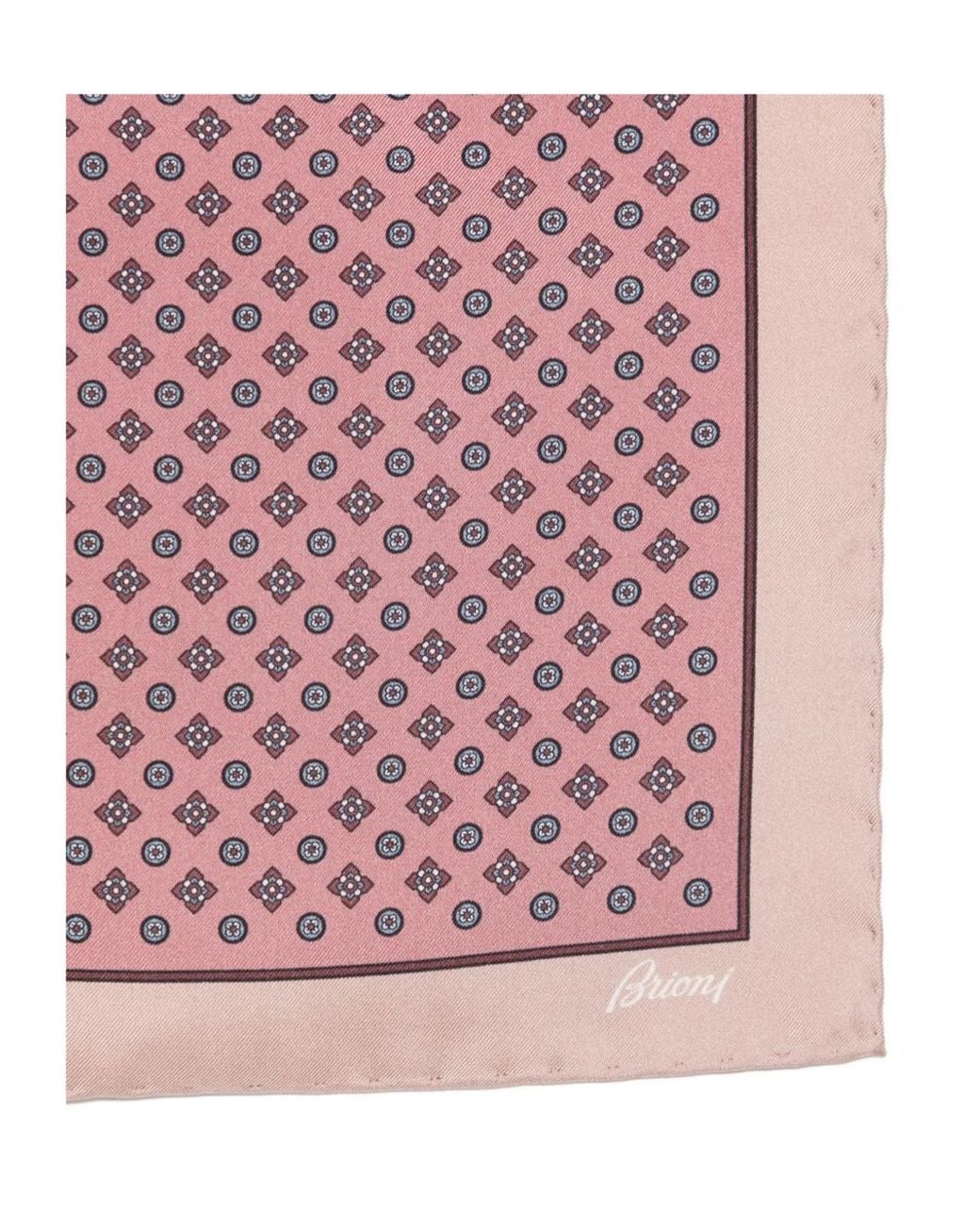 Brioni Pink Printed Pocket Square for men