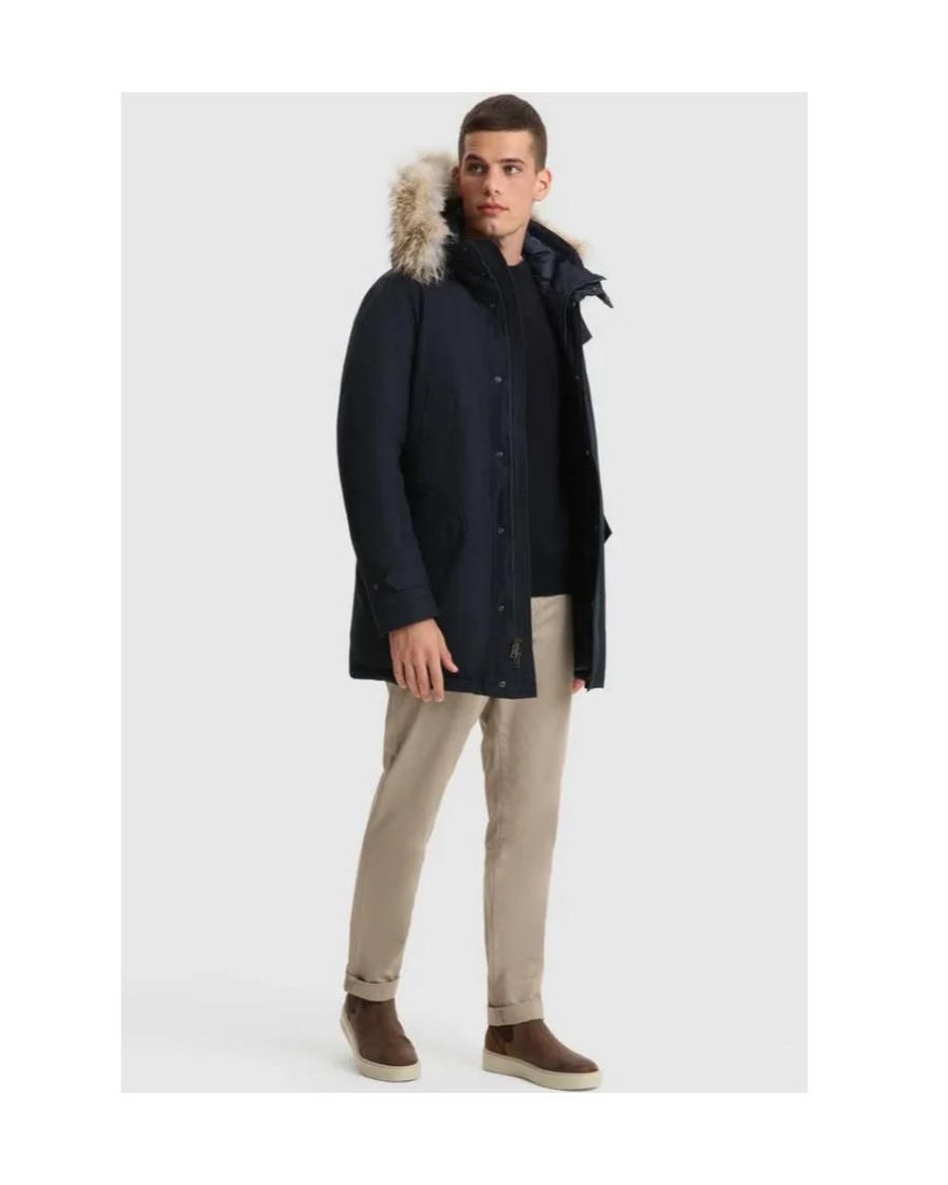 Woolrich Blue Fur Trim Polar Parka for men