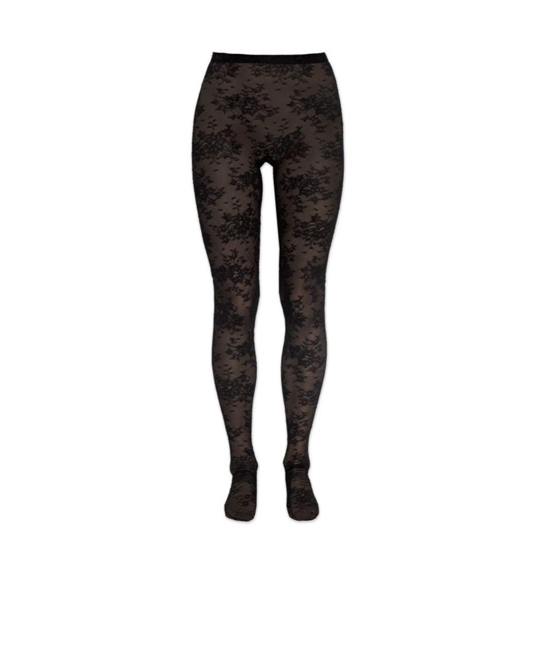 Balenciaga Black Floral Lace Tights